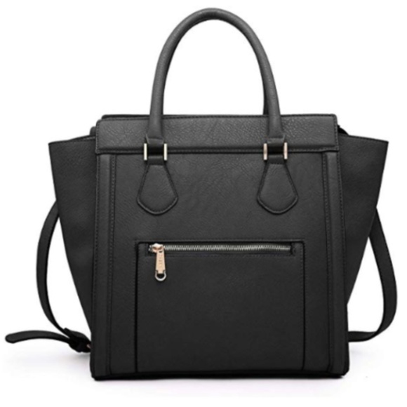 Handbags - Black Leather Top Handle Satchel Handbag